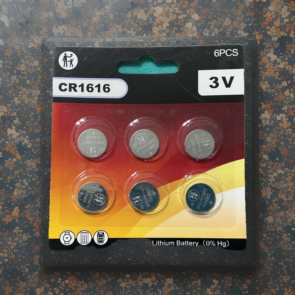 Battery CR 1616, 6 pack Lithium Coin Cell Battery, 3 Volt, Long Lasting Power